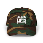Grandma Lifts Dad Cap — White Logo