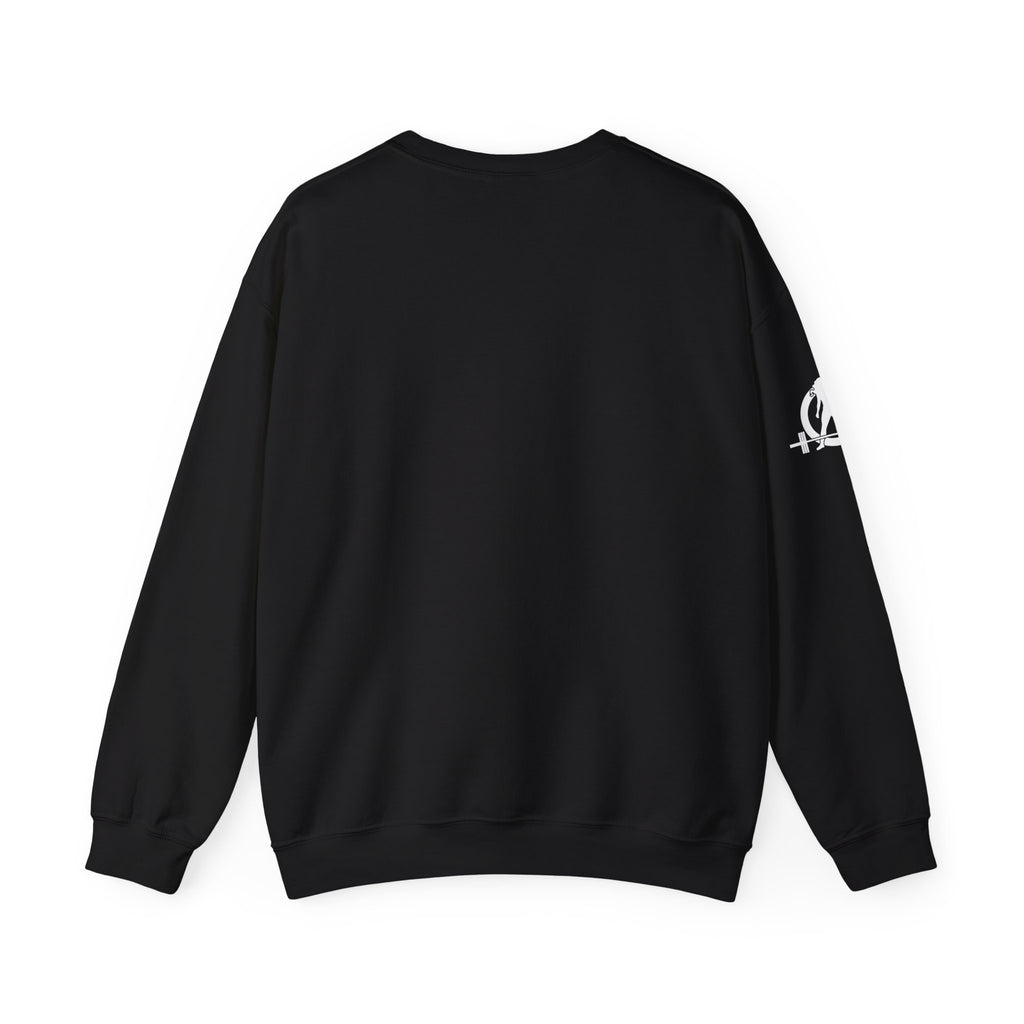 She is STRONG - Unisex Heavy Blend™ Crewneck Sweatshirt - Front White Logo - Plain Back