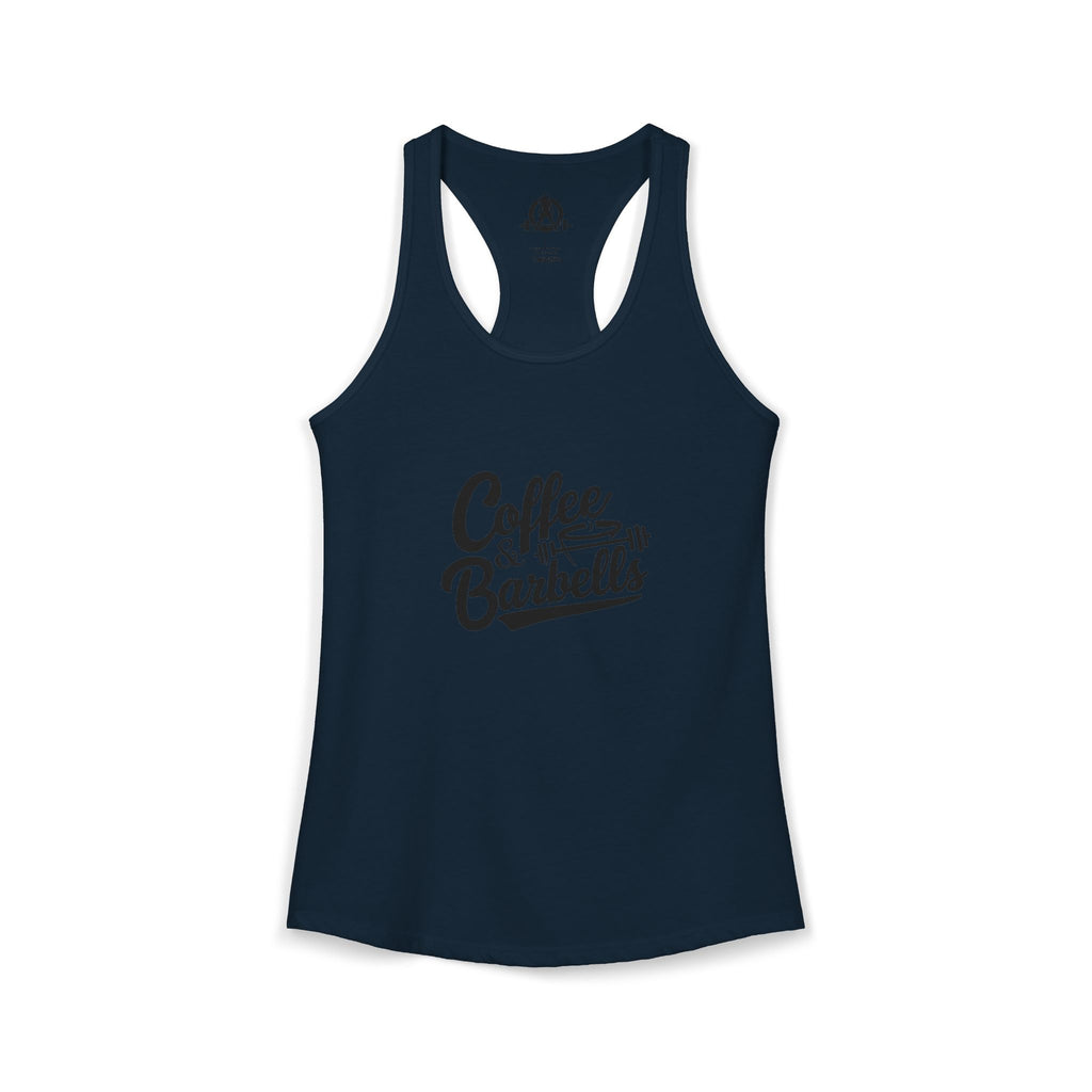 Coffee & Barbells - Women's Ideal Racerback Tank - Black Logo Plain Back