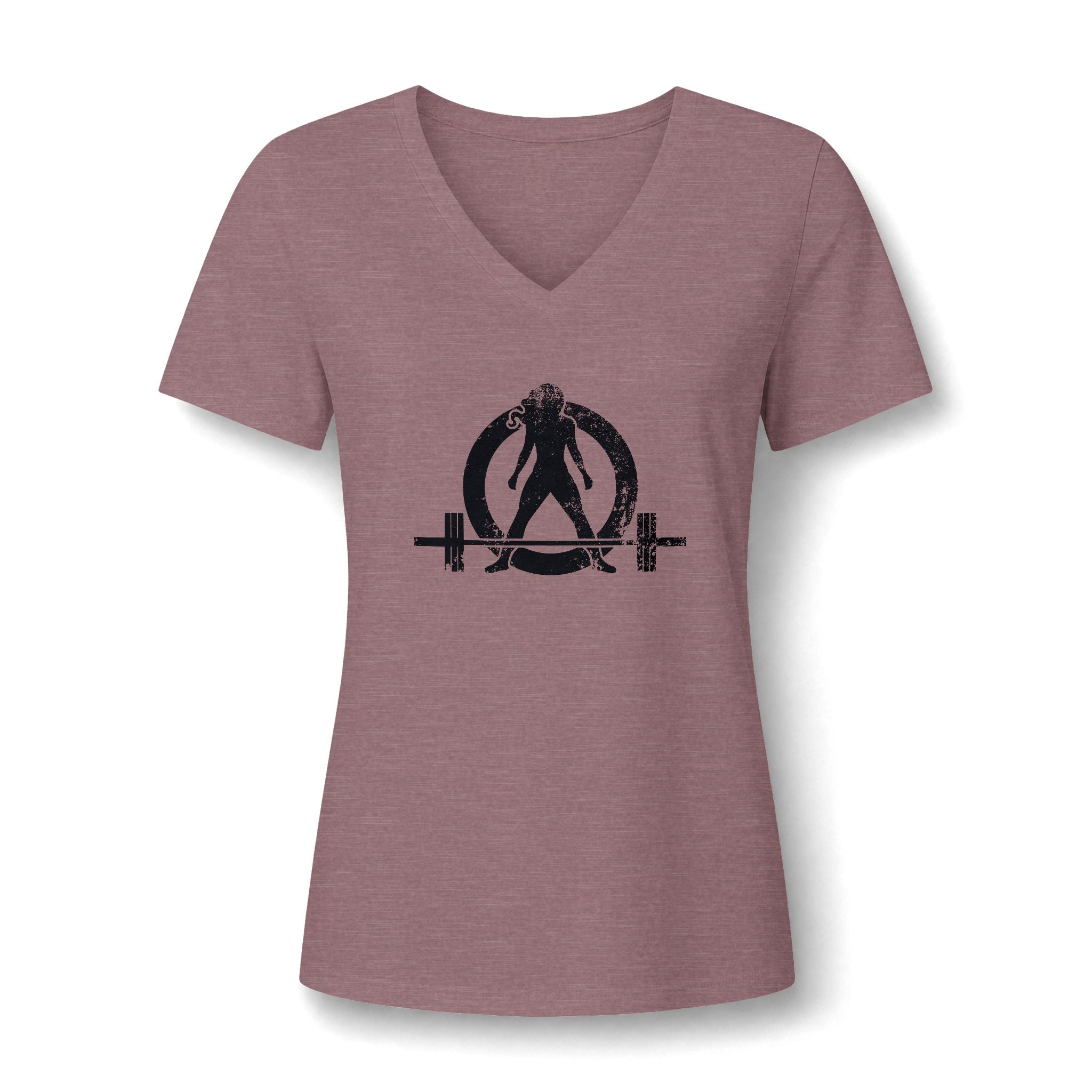 WWLW Women's Relaxed Heather CVC V-Neck Tee -  Black Logo