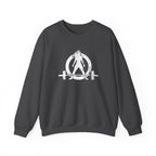 I DON’T WANT TO LOOK SKINNY I WANT TO LOOK LIKE I CAN KICK YOUR ASS - Unisex Heavy Blend™ Crewneck Sweatshirt - Distressed White Logo