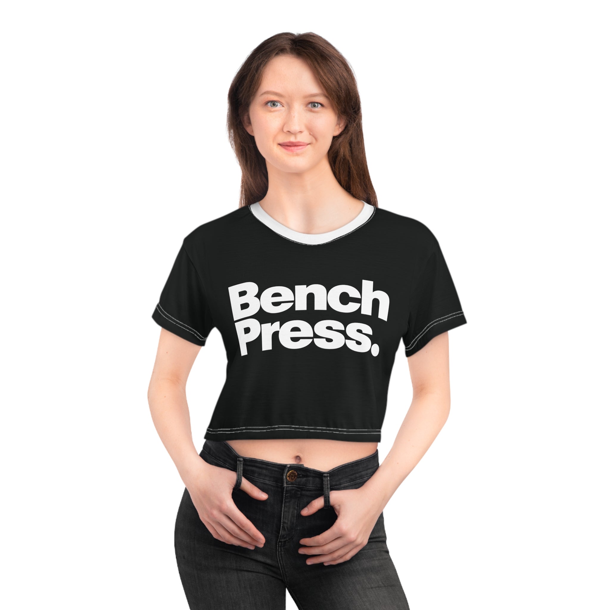 Bench Press. - Crop Tee AOP