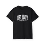 Lift Heavy Shit - Unisex Ultra Cotton Tee - Front White Logo - Plain Back