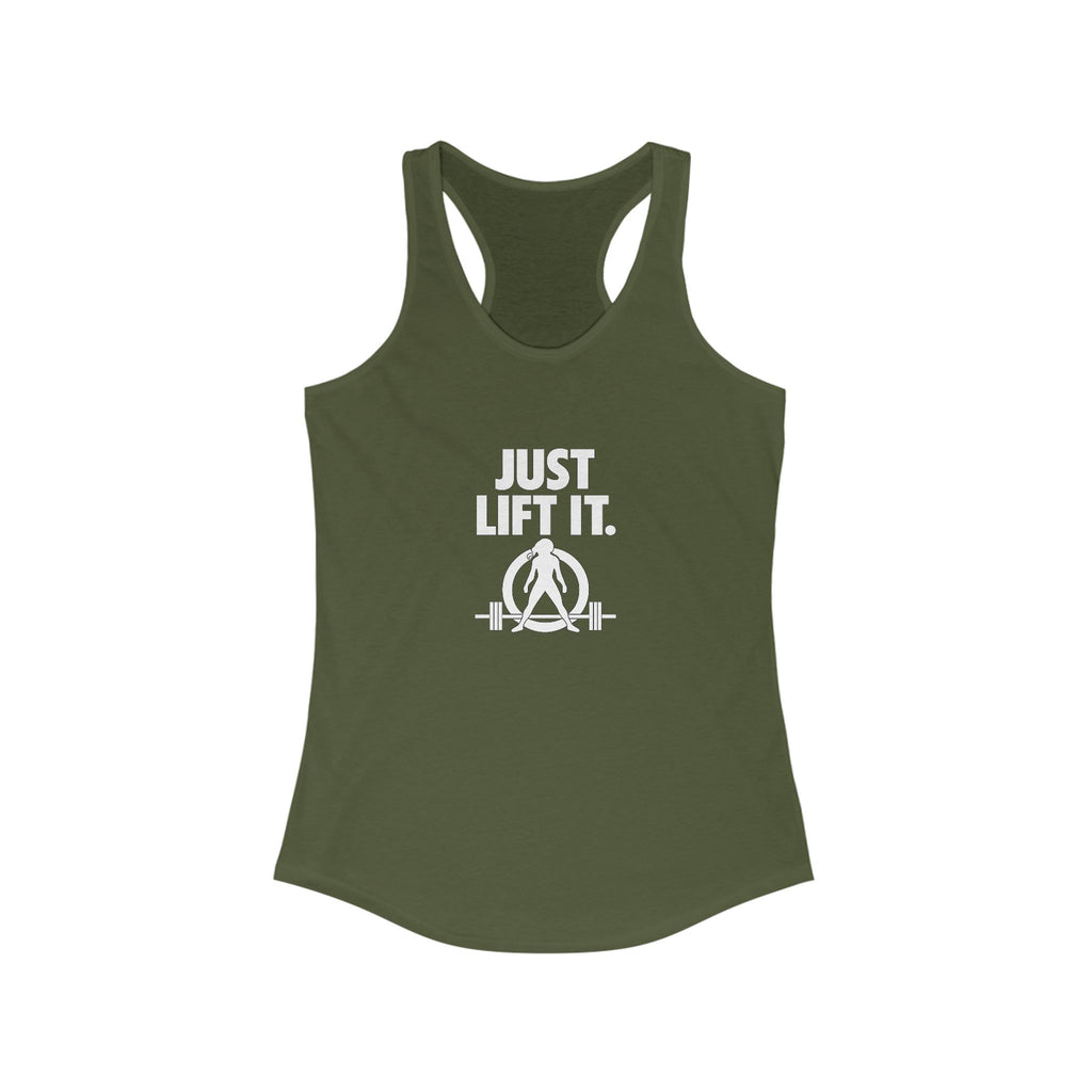 Just Lift It - Women's Fitness Racerback Tank - White Logo