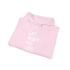 Lift Heavy Pet Cats - Unisex Heavy Blend Hooded Sweatshirt - White Logo
