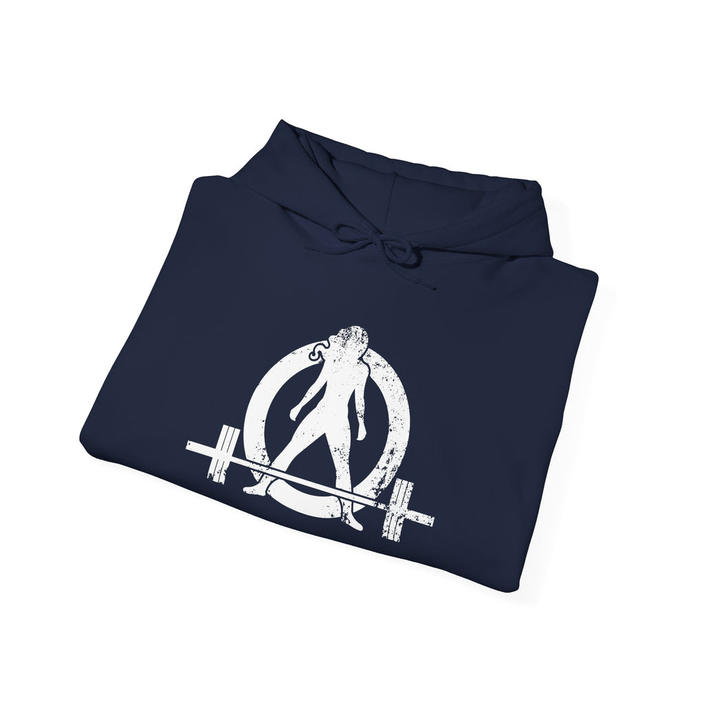Strong Not Skinny - Unisex Heavy Blend Hooded Sweatshirt - White Distressed Logo