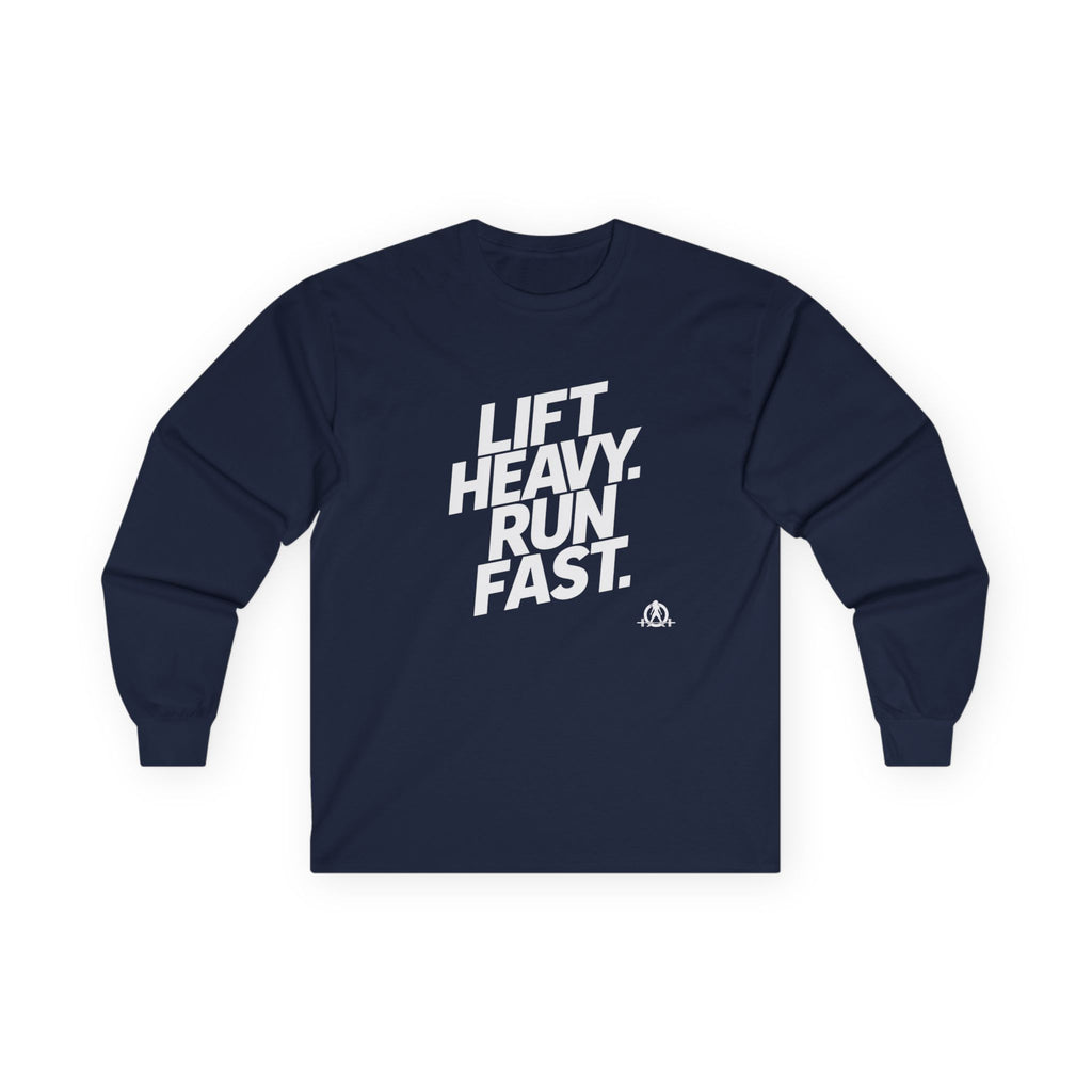 Lift Heavy Run Fast - Ultra Cotton Long Sleeve Tee - White Logo Front