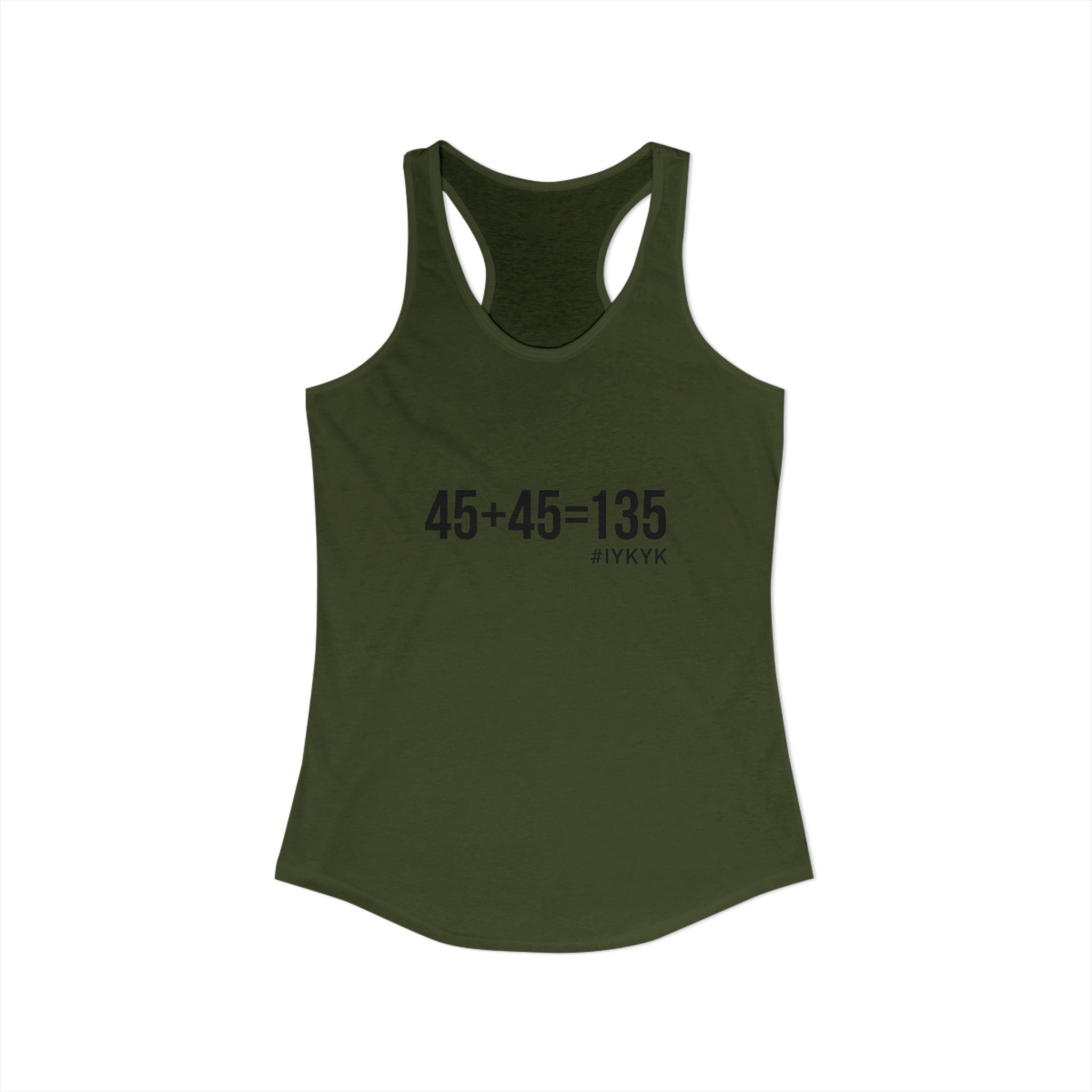 45 + 45 = 135 - Women's Ideal Racerback Tank - Black Print Front & Back