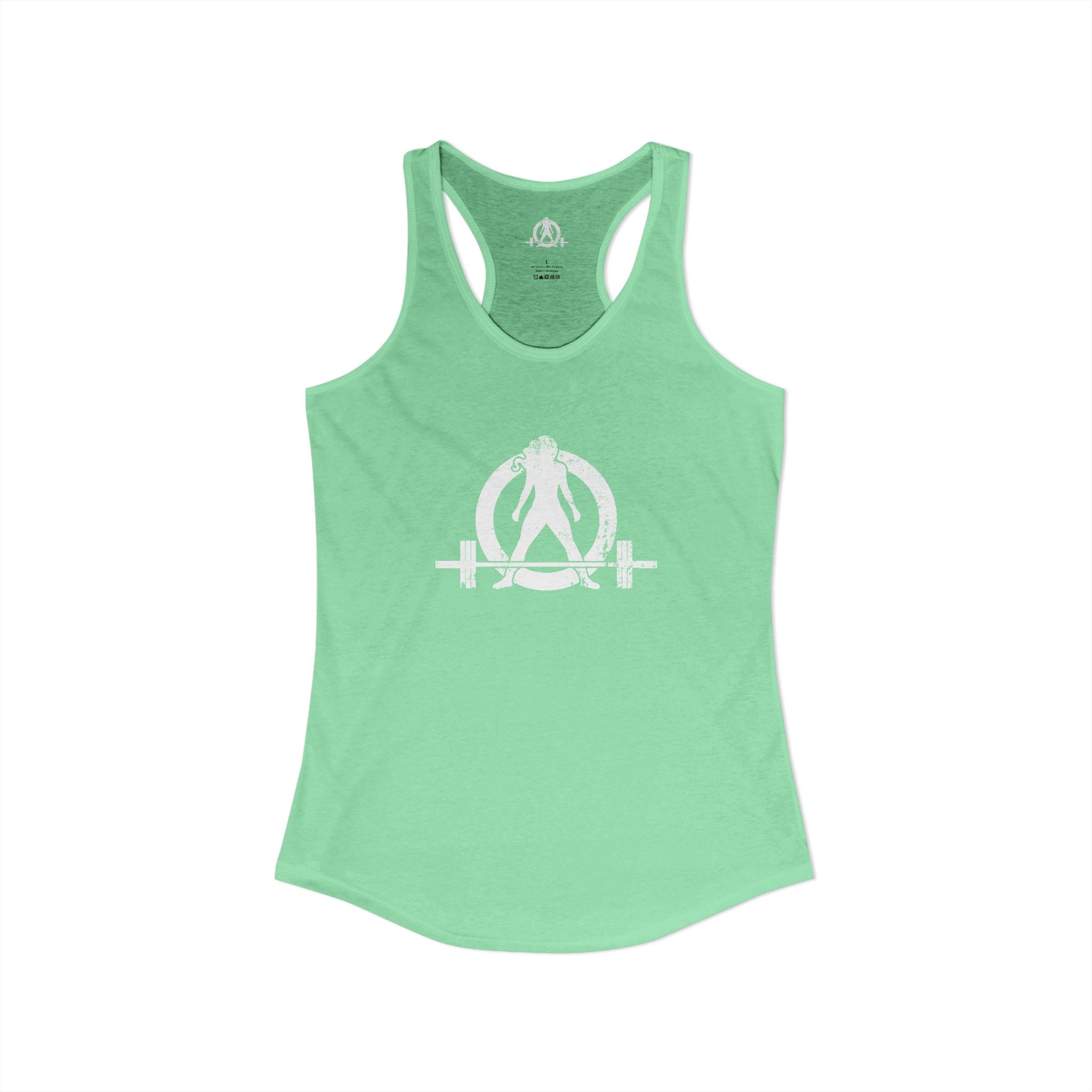 I Could Deadlift You - Women's Ideal Racerback Tank - White Logo - Front & Back Print