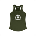 Cardio?  Lift Weights Faster - Distressed White Logo - Ideal Racerback Tank - Front & Back