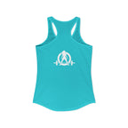 ALL I NEED IS COFFF & a Barbell - Women's Ideal Racerback Tank - White Logo Front & Back