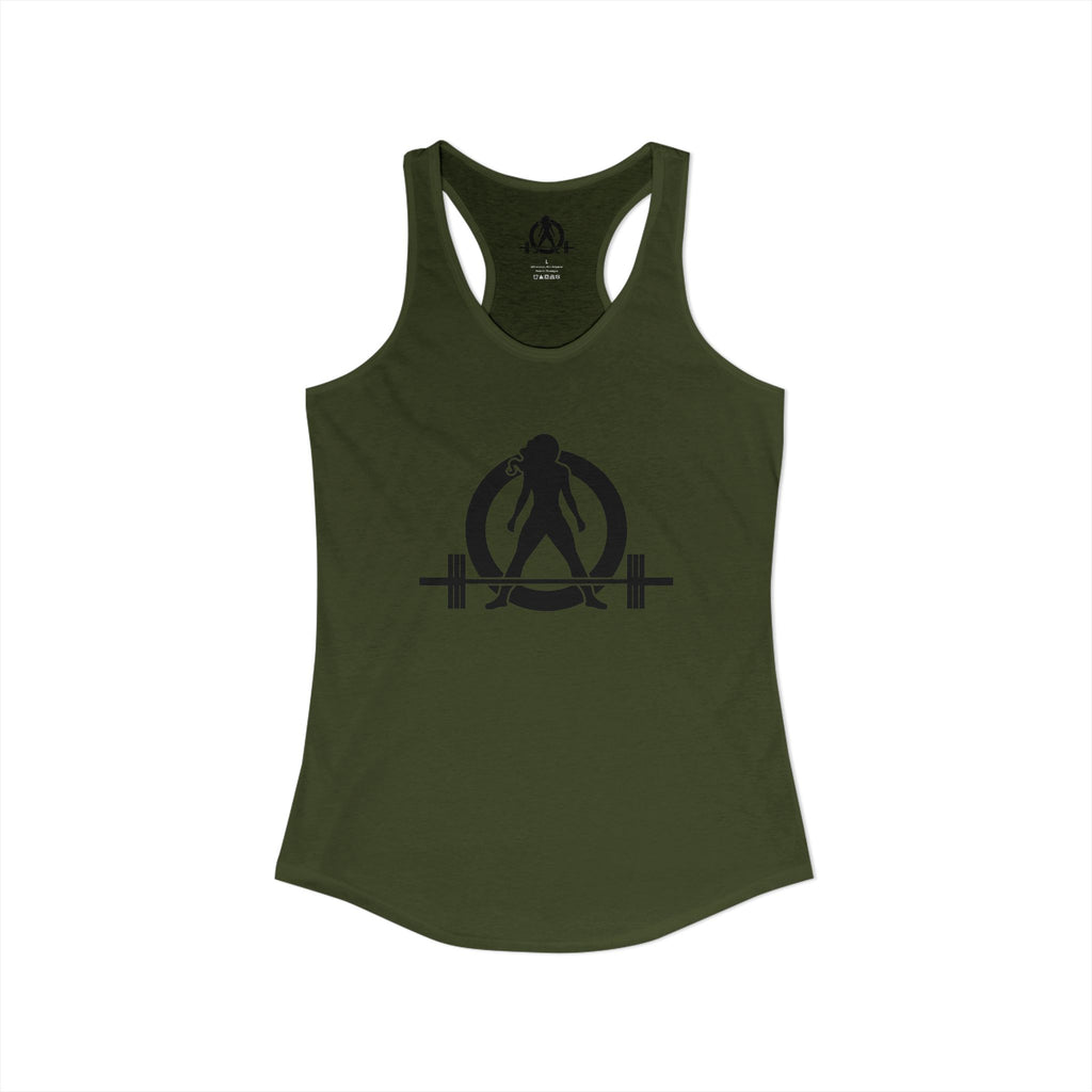 Grandma Lifts - Women's Ideal Racerback Tank - White Logo Front & Back
