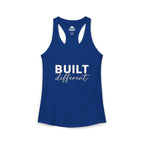 Built Different - Women's Ideal Racerback Tank - White Logo