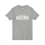 Goal Weight Strong AF - Unisex Jersey Short Sleeve V-Neck Tee - Front Logo - Plain Back