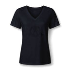 WWLW Women's Relaxed Heather CVC V-Neck Tee -  Black Logo