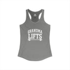Grandma Lifts - Women's Ideal Racerback Tank - Black Logo Front Plain Back