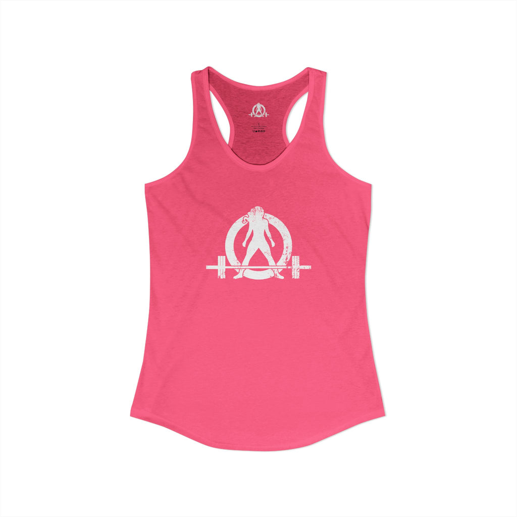 I Could Deadlift You - Women's Ideal Racerback Tank - White Logo - Front & Back Print