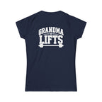 Grandma Lifts - Women's Softstyle Tee - White Logo Front & Back