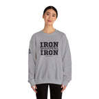 Iron Sharpens Iron - Unisex Heavy Blend™ Crewneck Sweatshirt - Front Black Logo - Plain Back