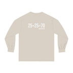 25 + 25 = 70 - Unisex Classic Long Sleeve T-Shirt - White Print on Front & Back