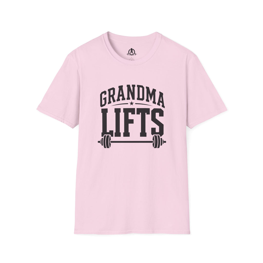 Grandma Lifts -  Unisex Softstyle T-Shirt — Front Black Logo