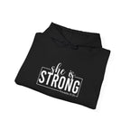She is STRONG - Unisex Heavy Blend Hooded Sweatshirt - White Logo