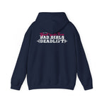 Good Girls Tone Bad Girls Deadlift - Distressed White Dark Logo - Unisex Heavy Blend Hooded Sweatshirt