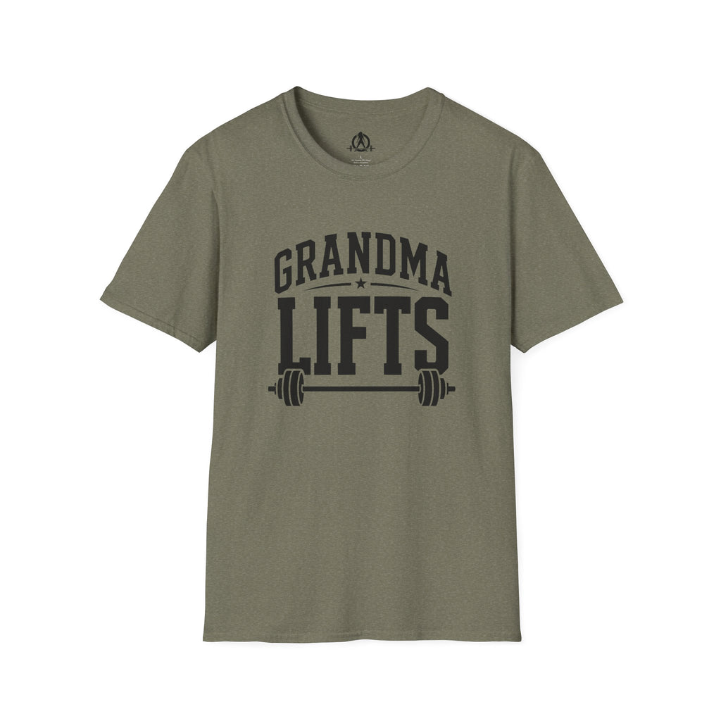 Grandma Lifts -  Unisex Softstyle T-Shirt — Front Black Logo