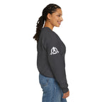 She is STRONG - Unisex Heavy Blend™ Crewneck Sweatshirt - Front White Logo - Plain Back
