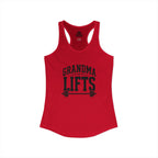 Grandma Lifts - Women's Ideal Racerback Tank - Black Logo Front Plain Back