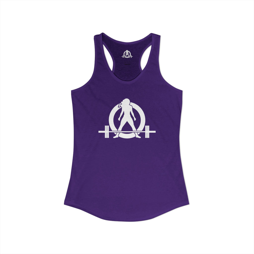 Goal Weight Strong AF - Simple - Women's Ideal Racerback Tank - White Print Front & Back
