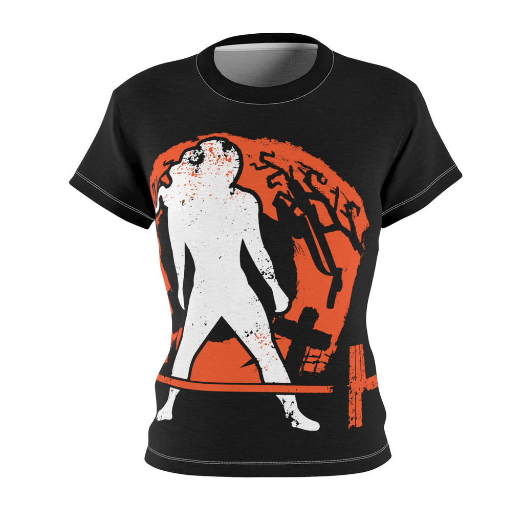 Women's Cut & Sew Tee (AOP) - Halloween Graveyard - Right. Chest