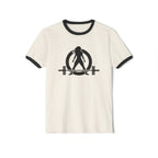 ALL I NEED IS COFFEE & A Barbell - Unisex Cotton Ringer T-Shirt - Black Logo Front & Back