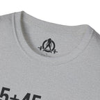 45 + 45 = 135 – Unisex Softstyle Tee | Black Front, Plain Back