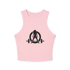 Chic Women's Micro Rib Tank Top, Casual Summer Top, Workout Tank, Layering Piece, Activewear, Relaxed Fit - Black Logo