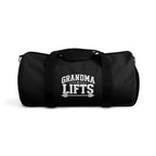 Grandma Lifts Gym Duffel Bag — Black & White Logo