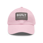 Built Different - Dad Hat with Leather Patch (Rectangle) - White Logo