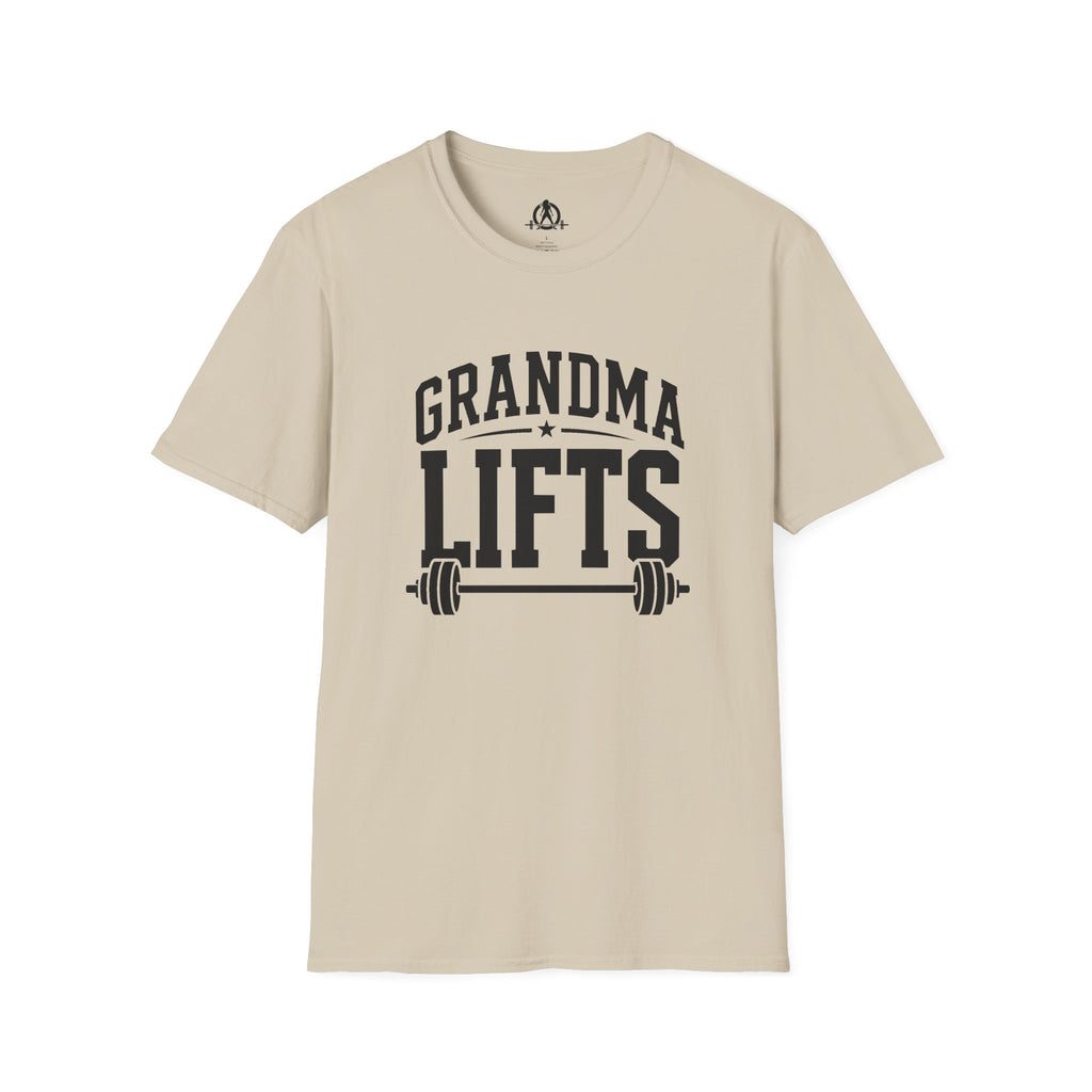 Grandma Lifts -  Unisex Softstyle T-Shirt — Front Black Logo