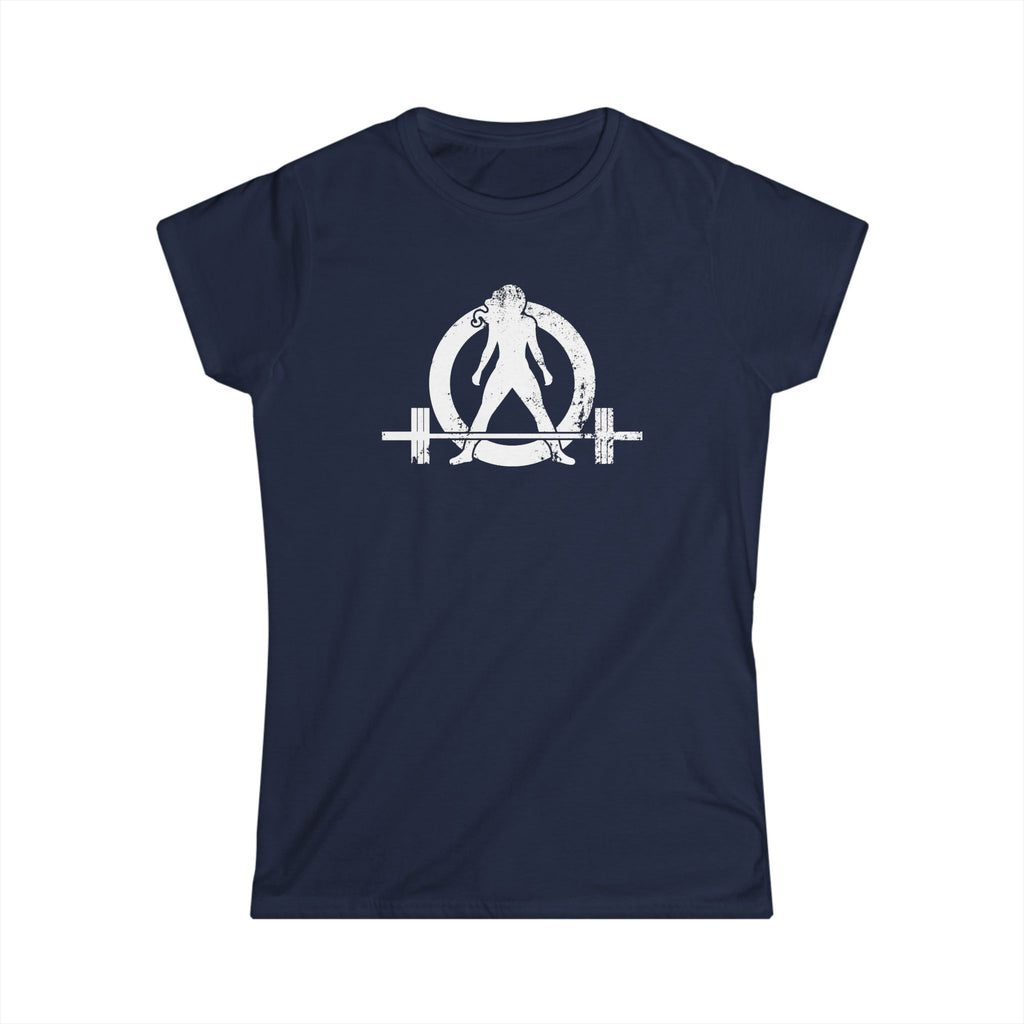 I DON'T WANT TO LOOK SKINNY I WANT TO LOOK LIKE I CAN KICK YOUR ASS - Women's Softstyle Tee - Distressed White Logo