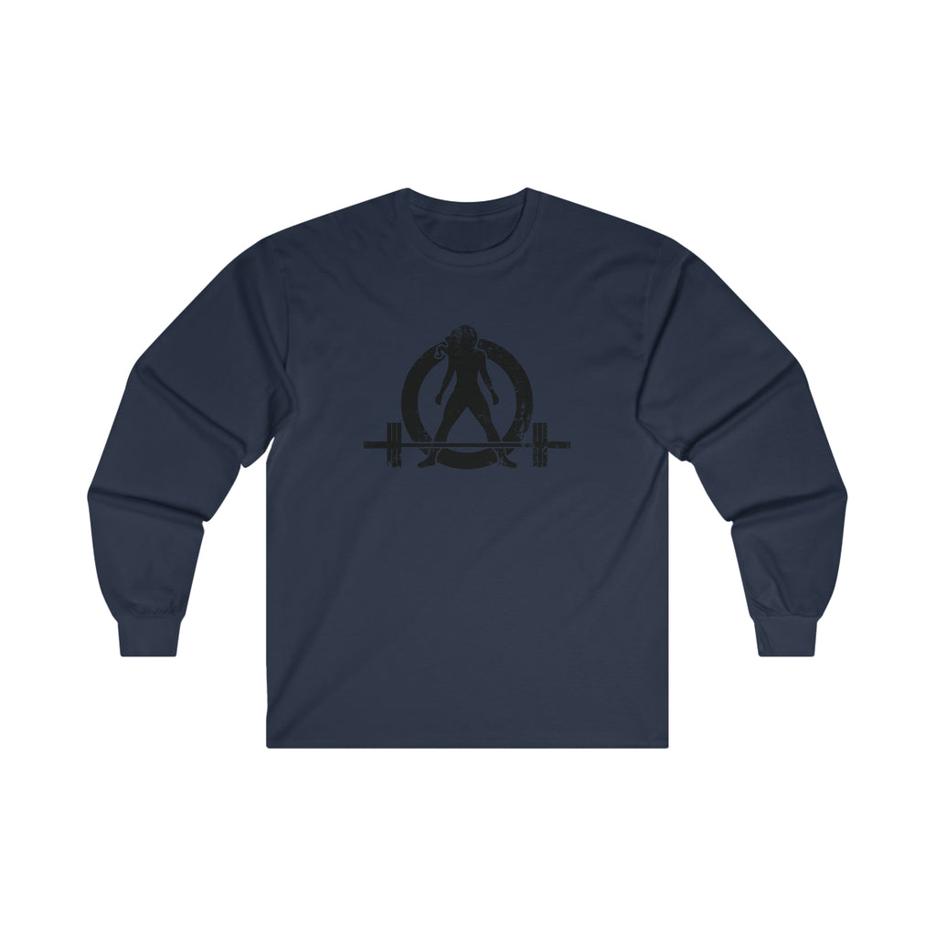 Distressed - Ultra Cotton Long Sleeve Tee - Black Logo