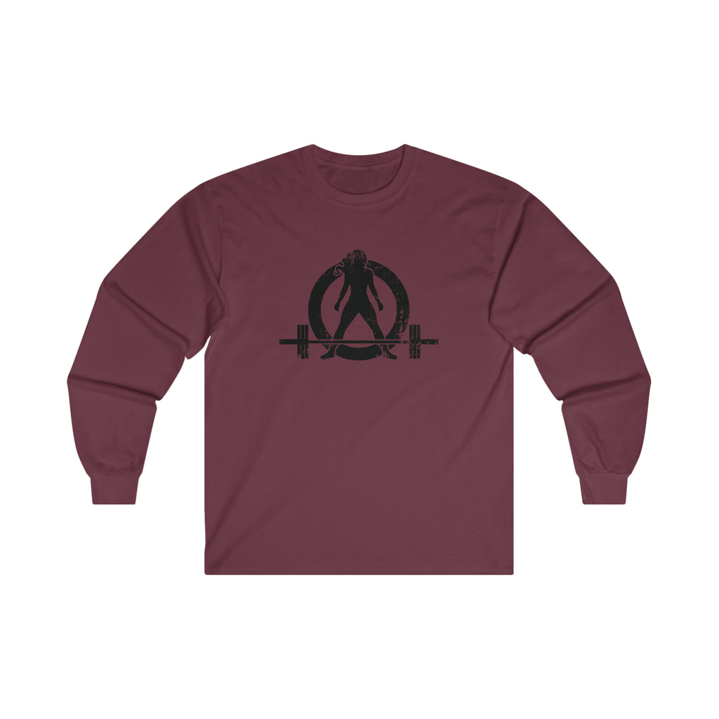 Distressed - Ultra Cotton Long Sleeve Tee - Black Logo