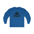 Distressed - Ultra Cotton Long Sleeve Tee - Black Logo
