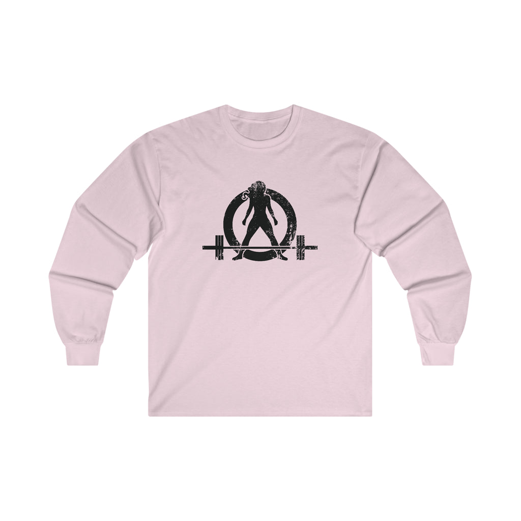 Distressed - Ultra Cotton Long Sleeve Tee - Black Logo