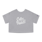 Coffee & Barbells - Champion Women's Heritage Cropped T-Shirt - White Logo