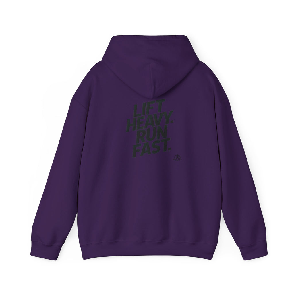 Lift Heavy Run Fast - Unisex Heavy Blend Hooded Sweatshirt  - Front & Back Black Logo