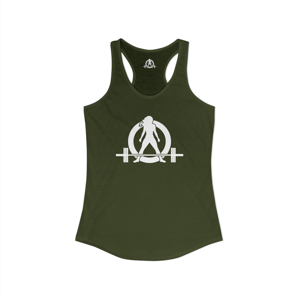 Goal Weight Strong AF - Simple - Women's Ideal Racerback Tank - White Print Front & Back