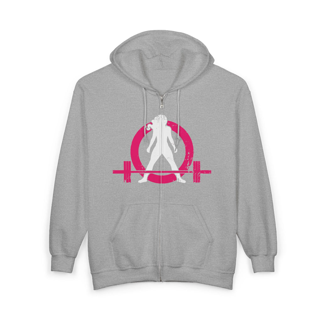 Distressed Logo – Unisex Heavy Blend™ Full Zip Hooded Sweatshirt – Color Inverted Logo