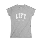 Lift Like A Girl - Women's Softstyle Tee - White Logo Main Front & Back