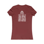 I DON’T WANT TO LOOK SKINNY I WANT TO LOOK LIKE I CAN KICK YOUR ASS - White WWLW Distressed Logo - Women's Favorite Tee