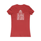 I DON’T WANT TO LOOK SKINNY I WANT TO LOOK LIKE I CAN KICK YOUR ASS - White WWLW Distressed Logo - Women's Favorite Tee